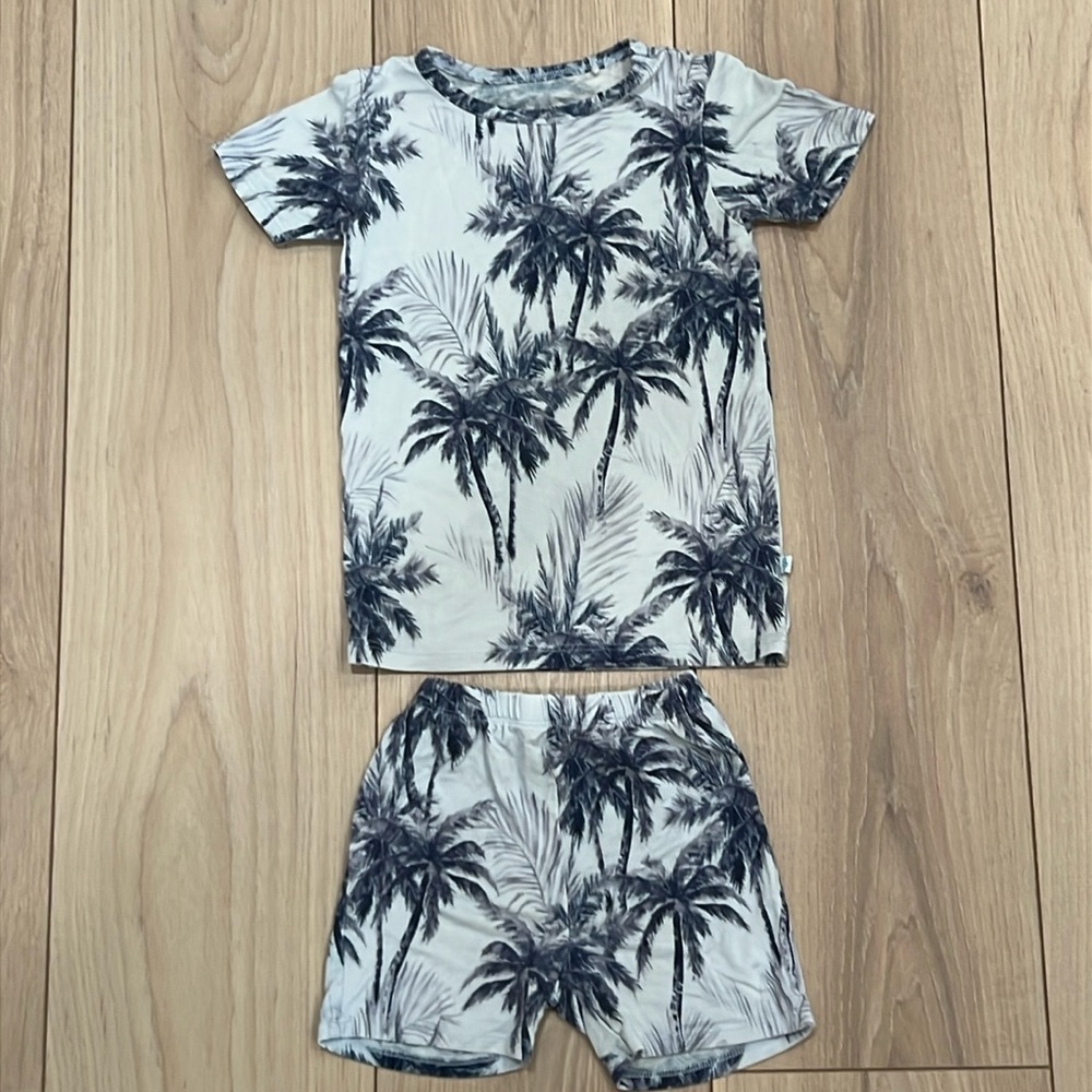 POSH PEANUT Blue Palms Classic Pajama Short Set
